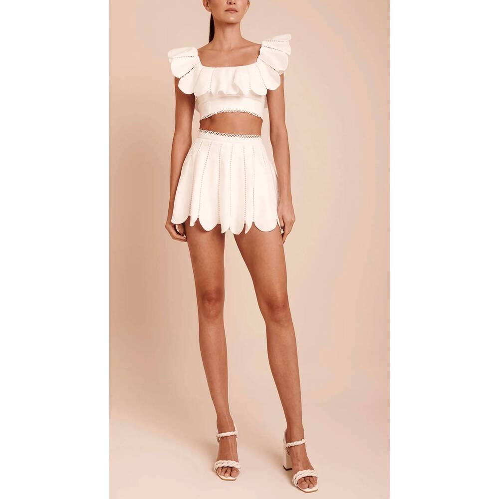NEW AZULU nela scalloped short in ivory